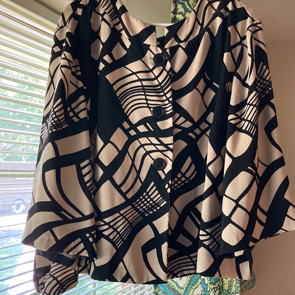 Taupe and black cape like blazer